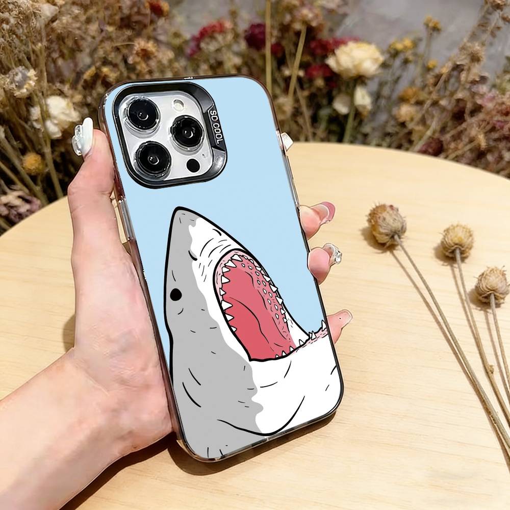 Милый чехол для телефона в виде акулы для iPhone 17,16,15,14,13,12,11 Plus,Pro Max,XS,Разноцветный Серебристый чехол для телефона Funda Cover