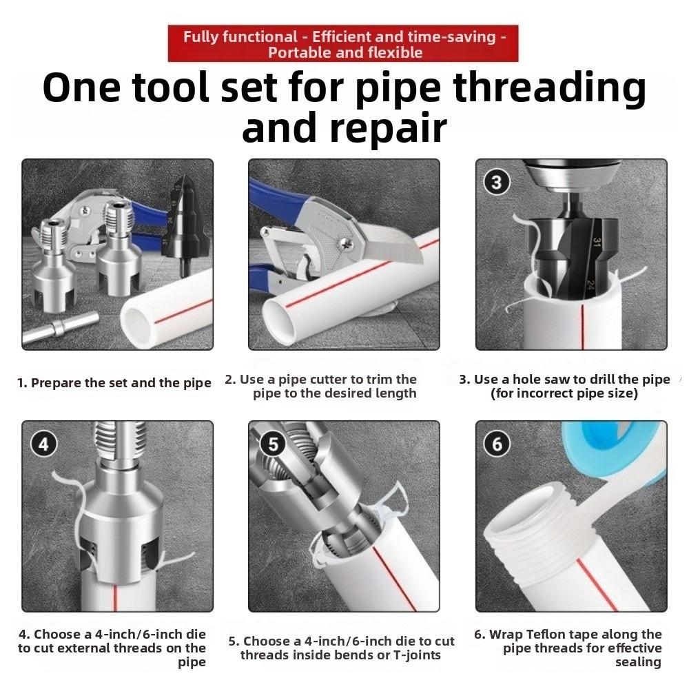 7pcs/set Dies Reamer Plumbing PPR Pipe Kit Water Pipe Repair Tools  Plumbing Applications
