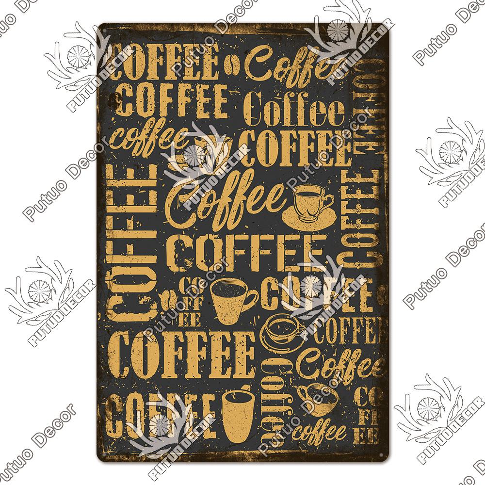 Decor Coffee Vintage Tin Sign Metal Sign Decorative Plaque Retro Plate Cafe Kitchen Living Room Coffee Bar Decoration