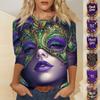 Женская мода повседневный свитер с семью рукавами и принтом Марди Гра