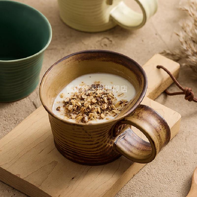 Кружка в стиле японской керамики в стиле ретро с изображением инопланетян, кофейная чашка для латте, капучинолы, цветочная чашка, керамическая кружка, посуда для питья