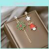 Christmas Snowflake Bell Long Earrings With Alloy Material For Holiday Party Wear