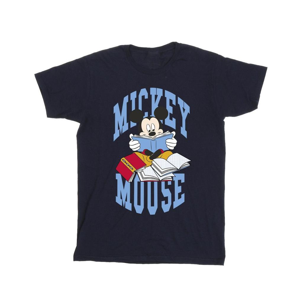 Disney Mens Mickey Mouse Reading Books Cotton T-Shirt