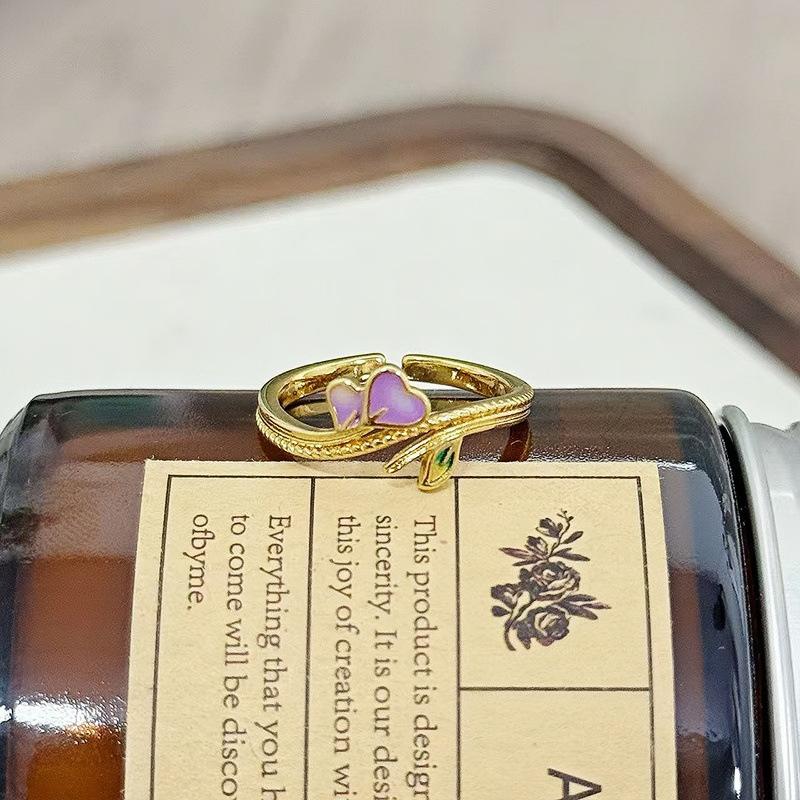 Дворцовый стиль Ретро Милый Крутой Красочный Эмаль Капельная Глазурь Темперамент Кольцо Женское Цветочное Нишевое Кольцо