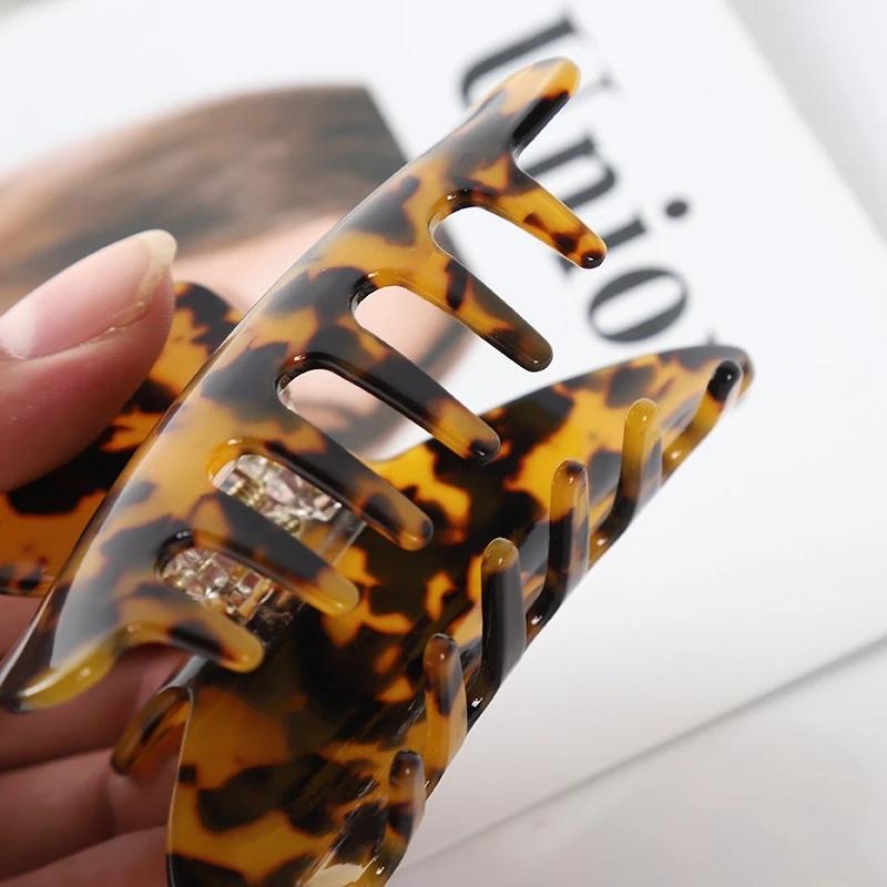 Large Acetate Acrylic Hair Claws Leopard Print Hairpins Hair Clip Women Geometric Hair Clamp Crab for Girl Hair Accessories Headdress