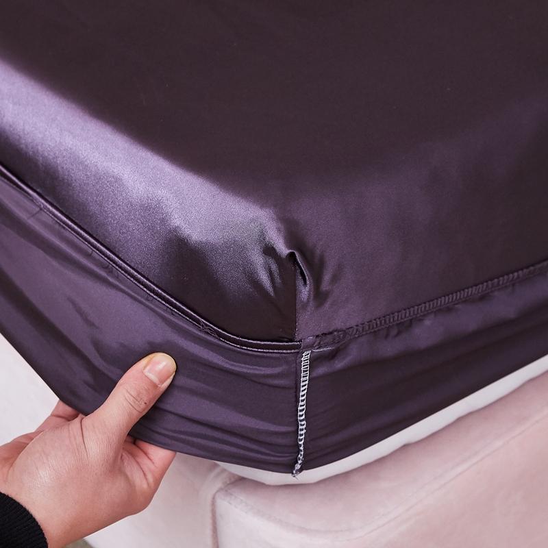 Satin Sheets Fitted Sheet Solid Color Rayon Mattress Cover Elastic Band Bed Sheet King 200x200 200x220 No Pillowcase Beddings