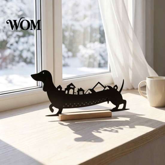 Holiday Decoration for Home Dachshund Advent Calendar, Metal Christmas Countdown Tabletop Decor, 1-24 Silhouette Decor Days Dog Ornament, Xmas