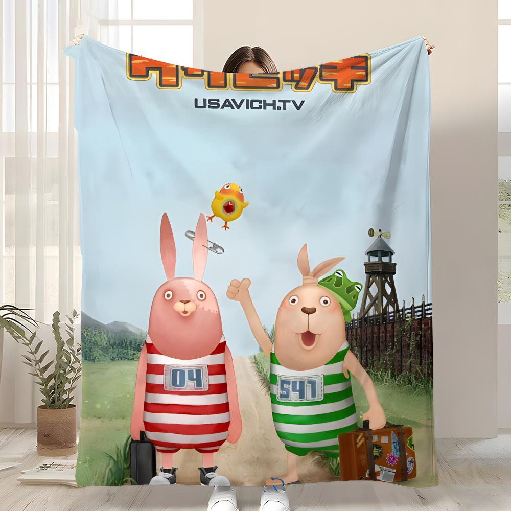 POPULAR ANIME UsavichSS Throw Soft Coral Fleece Blanket 310gsm Fluffy Warm Throw for Sofa Bed Couch Bedroom Decor