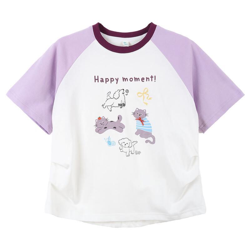 Xiao Yin Man Girls' 10A Antibacterial Pure Cotton Short Sleeve T-Shirt