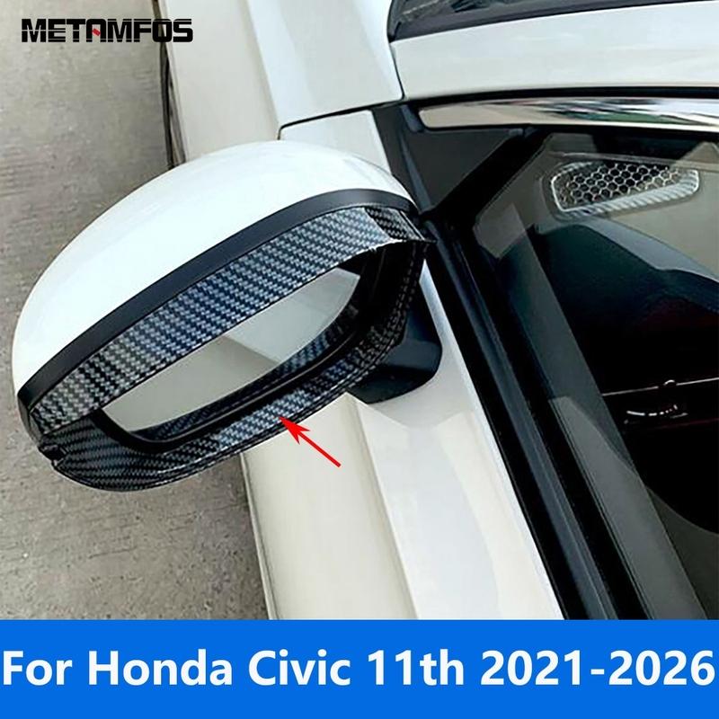 Rearview Mirror Visor Sun Shade Rain Shield Snow Guard Protector For Honda Civic 11th -2024 2025 2026 Chrome Car Accessories