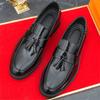 New Designer Tassels Loafter Black Patent Leather Slip On Shoes For Men Casual Business Formal Dress Footwear Zapatos Hombre