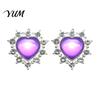 Small Decorative Rhinestones 2Pcs Cat Eye Heart Faux Gems, Alloy Rhinestone Brooch Buttons, 23mm Gems for Hair Bows Flatback Gemstone Hearts