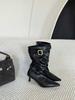 Retro pointed pile boots women's new brown stiletto belt buckle mid boots