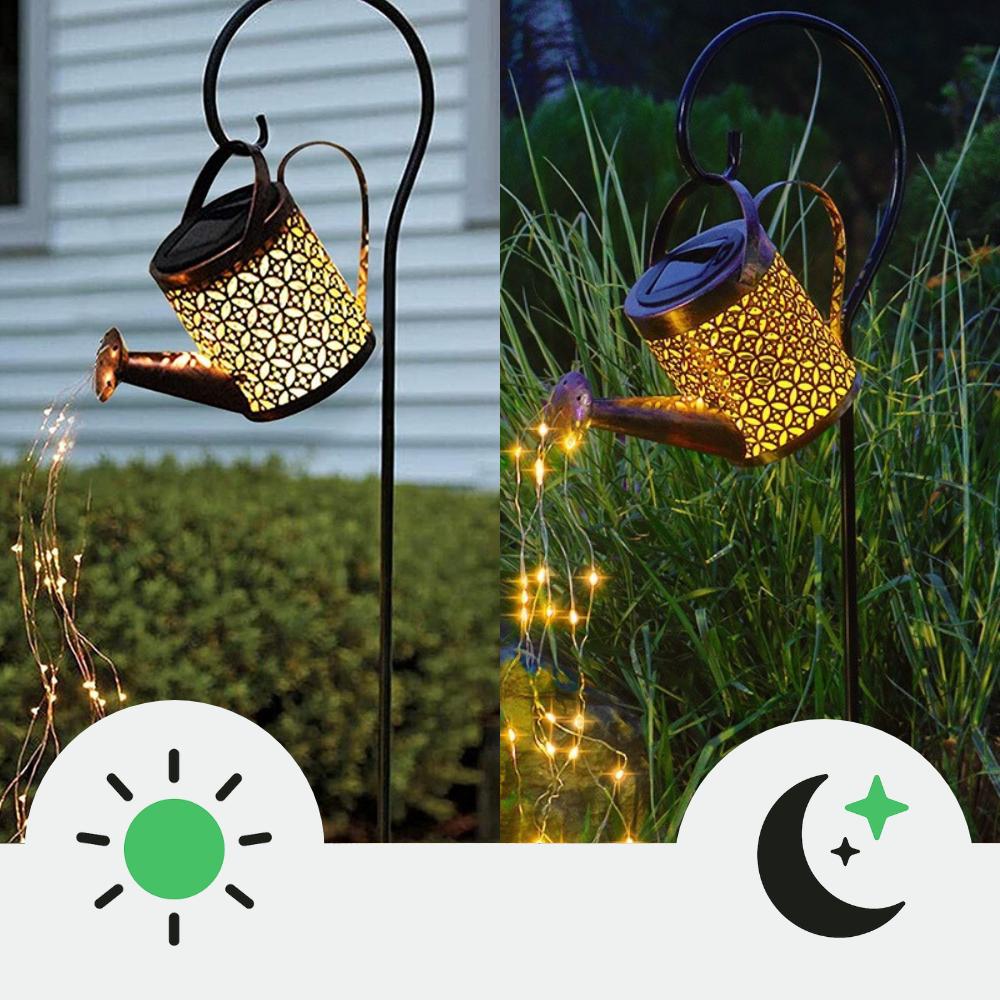 Solar LED lighting garden watering can - decoration