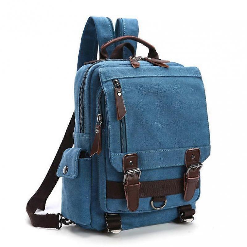 Canvas Crossbody Messenger Bag Shoulder Sling Backpack Travel Rucksack sky blue