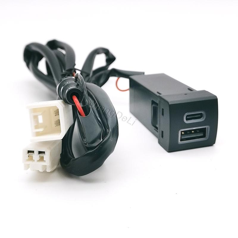 Двойной порт Автомобильное USB-гнездо Зарядное устройство для телефона Type-C PD QC3.0 Для Toyota Highlander Land Cruiser Prado 150 Rav4 Camry Corolla 18-22