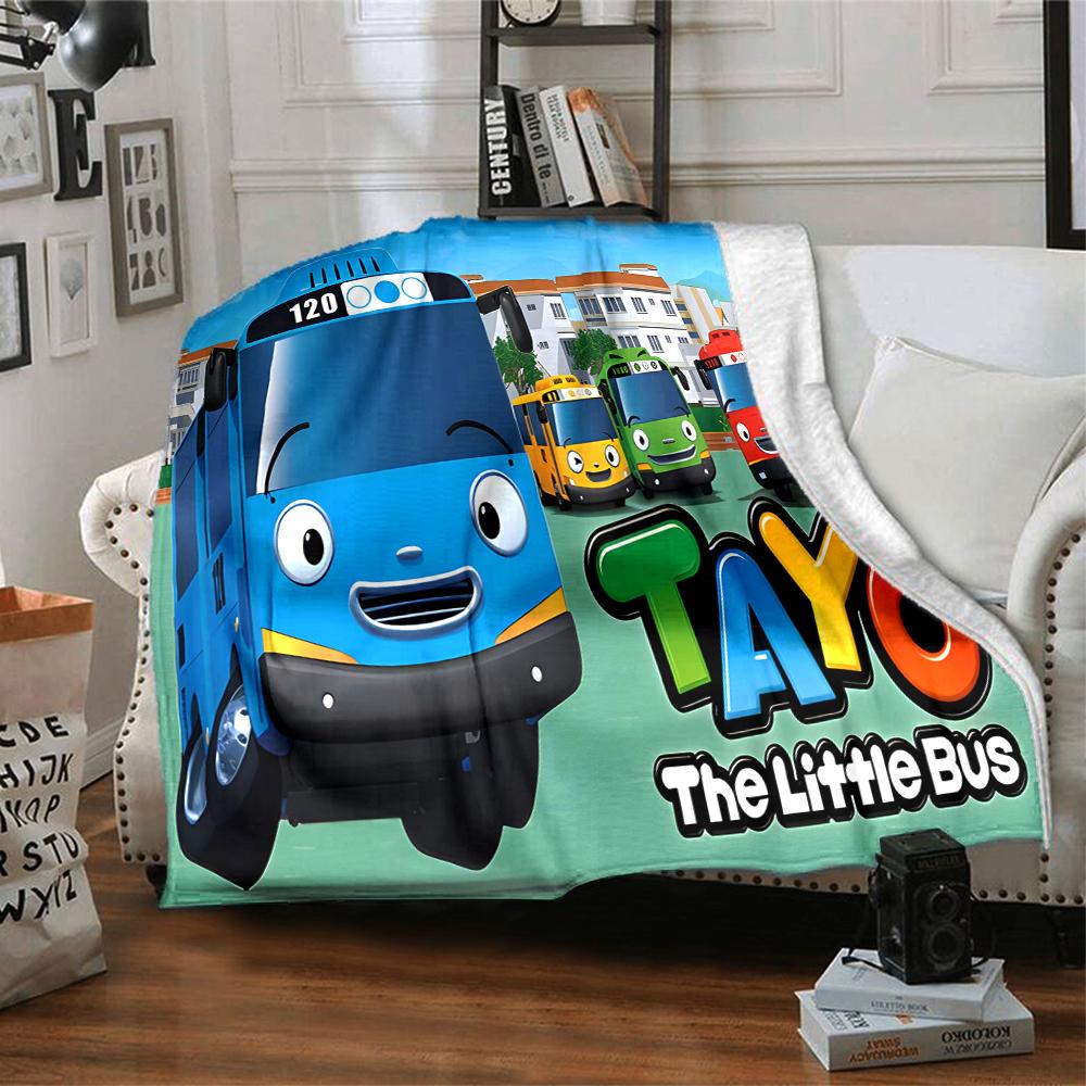 1pc Tayo The Little Bus1 Blanket, Gift, for Men and Women, Soft Blanket, Good for Sofa Bed Couch Travel, Lightweight Flannel Blanket