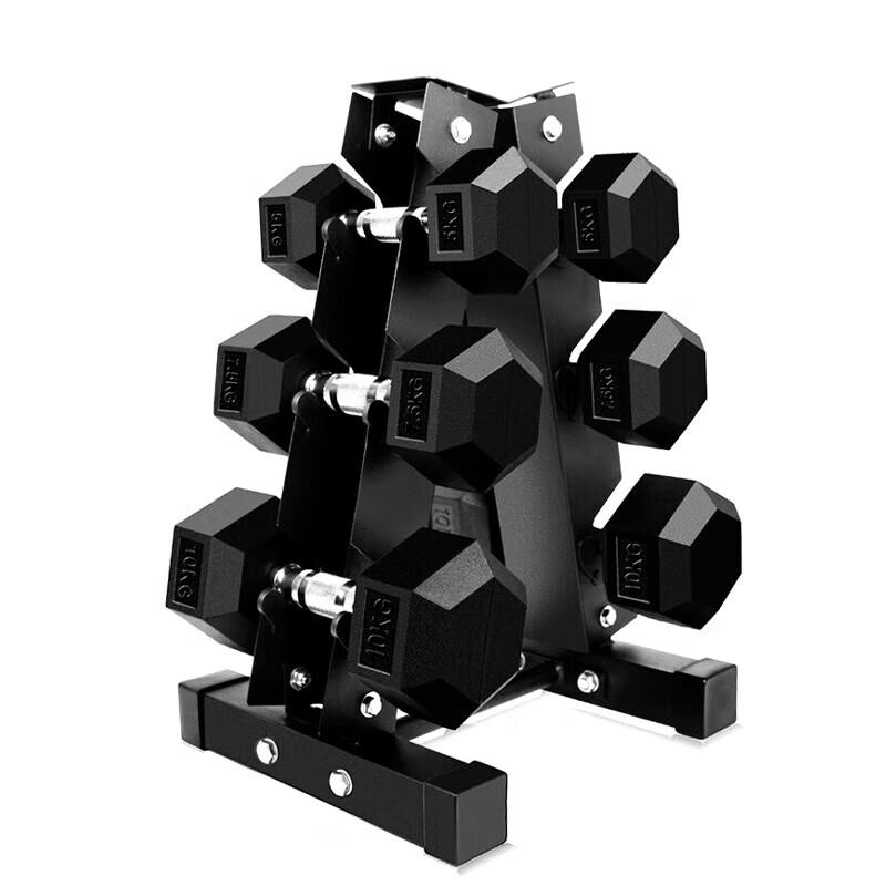 Xi Lu Coated Hex Dumbbell Set with Rack
