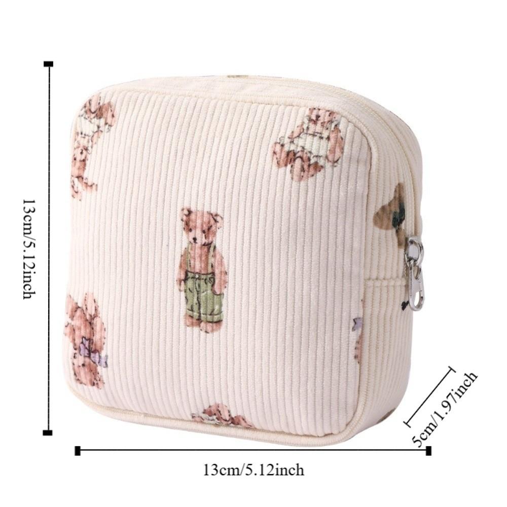 Cute Large Capacity Corduroy Travel Storage Bag Durable Cartoon Travel Wash Handbag Dustproof Corduroy Makeup Bag Home