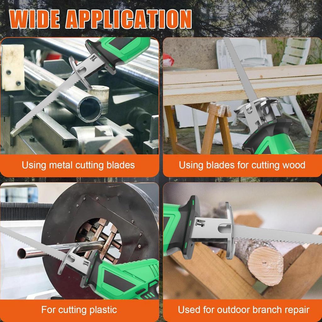 20V Cordless Electric Reciprocating Saw Industrial Grade DIY Tool for Metal Wood Plastic PVC Materials