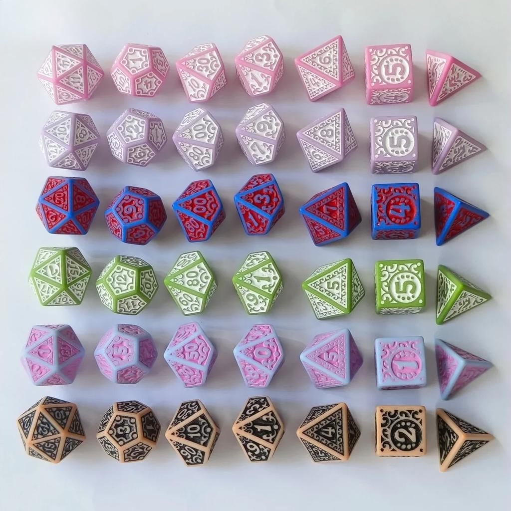 7pcs/set New Hollow Acrylic Number Dice for DND Cthulhu COC TRPG Board Game Running Team Polyhedral Dice DND Dice Set