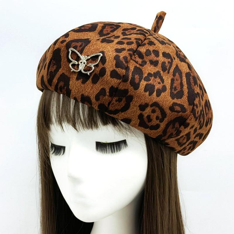 1 шт., модная хлопковая кепка в стиле досуга, универсальная восьмиугольная шляпа с леопардовым принтом, аксессуары в виде бабочки