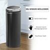 Trash Can with Motion Sensor, Stainless Steel, 30.5 cm x 30.5 cm x 81.5 cm, Black