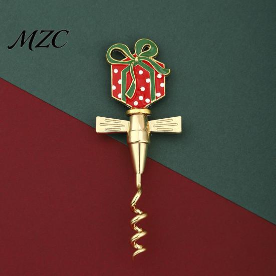 Christmas Kitchen Gadget Zinc Alloy Wine Bottle Opener, Enamel Hat/Gift/Bear/Dachshund Design, Ergonomic Gift for Lovers Double Wing Handle Corkscrew,