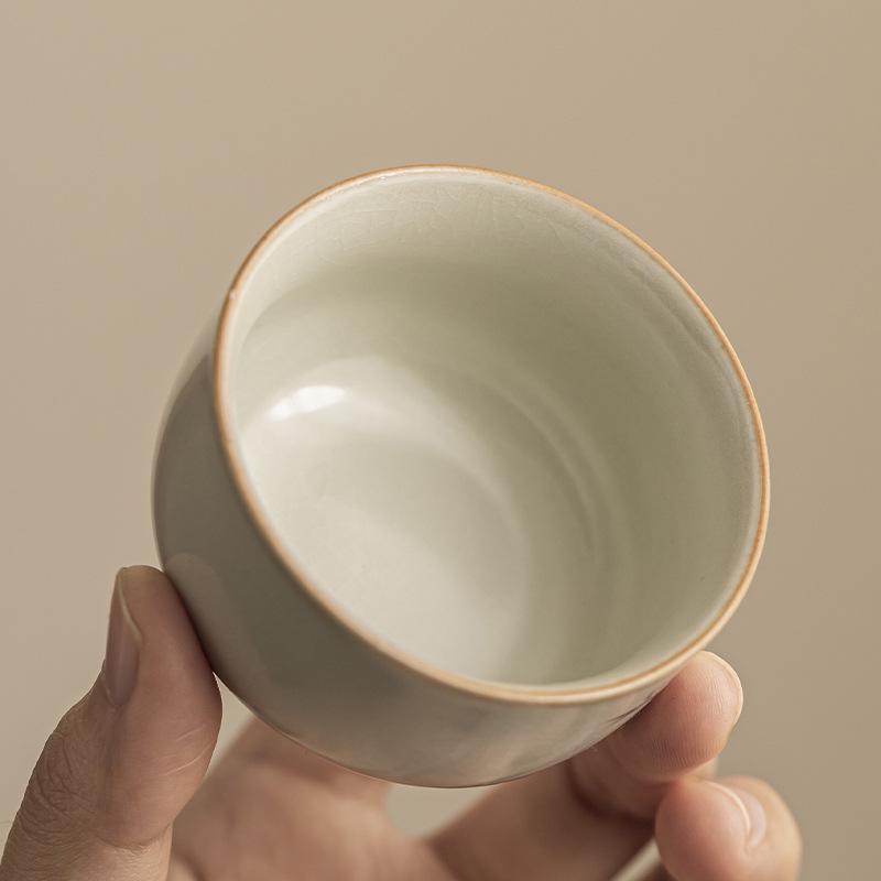 Бежевая керамическая чашка для чая Архат Kiln Ru - Для личного использования, Чашка для дегустации чая Ганфу для дома.