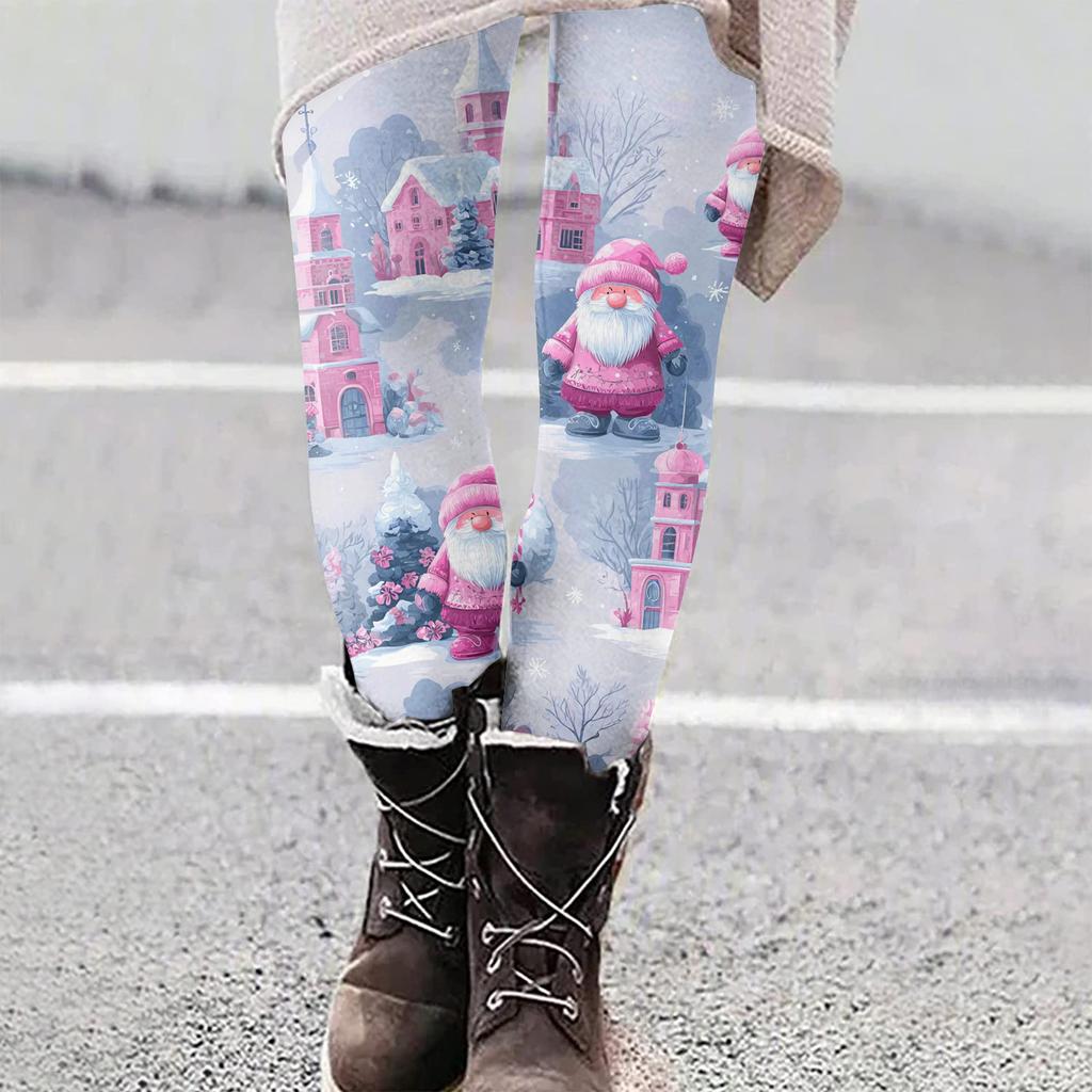 Женские рождественские облегающие эластичные повседневные брюки для йоги