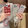 Роскошный чехол для мобильного телефона Mickey Mouse со стразами, подходит для Apple 17Pro, с галстуком-бабочкой, Iphone16Plus, с ремешком-шнурком, женская модель