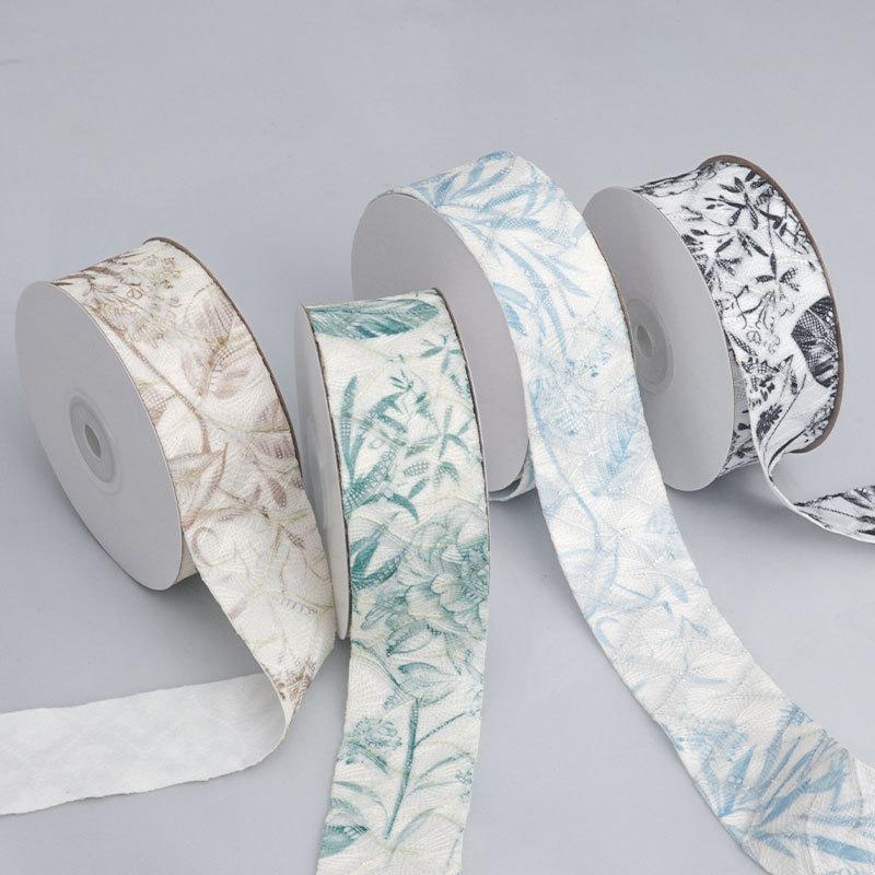 DIY Decorative Embellishments Romantic and Cozy Ancient Lace Printed Ribbon Diy Bow Handmade Decorative Ribbon Gift Cake Bouquet Packaging Ribbon