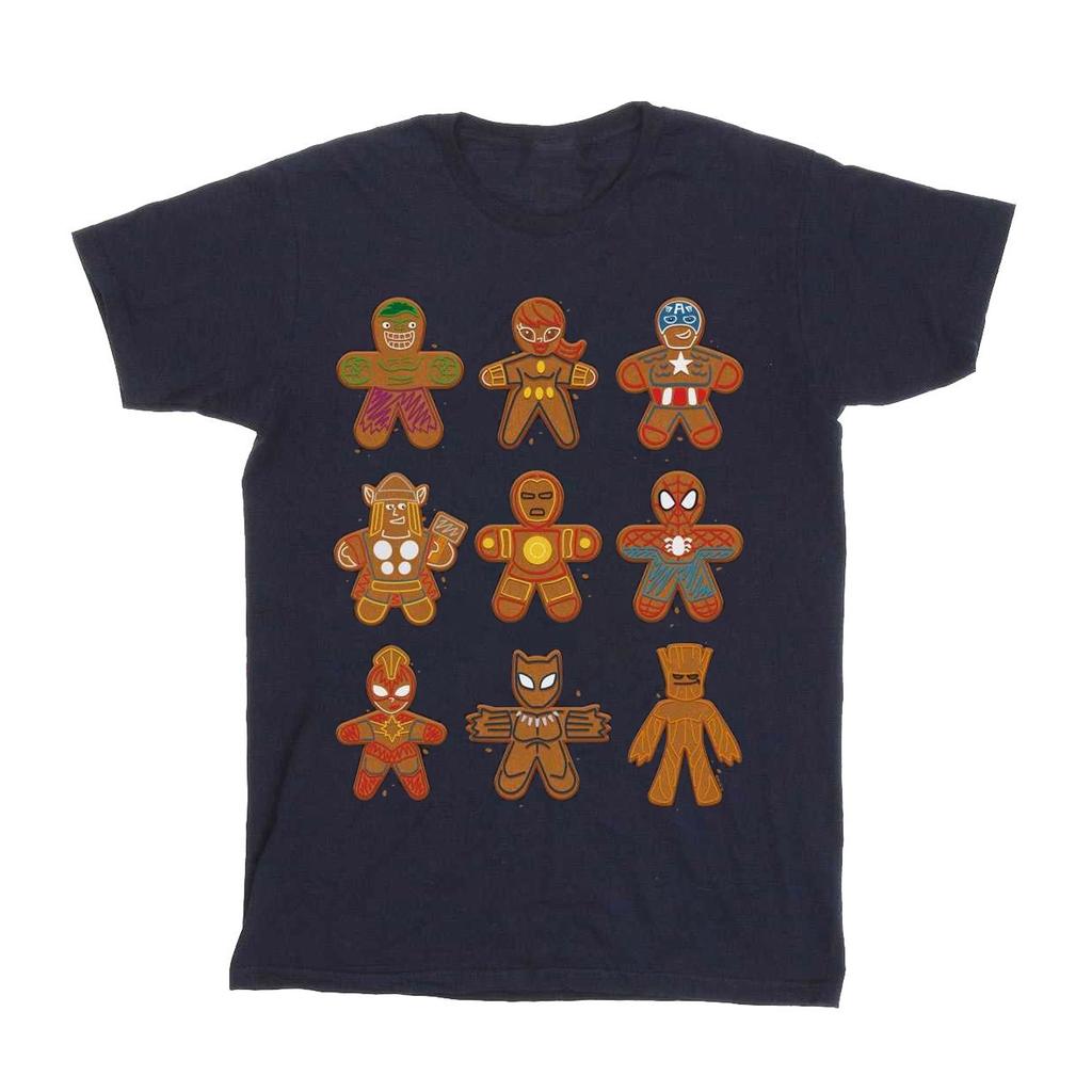 Marvel Womens/Ladies Avengers Christmas Gingerbread Cotton Boyfriend T-Shirt