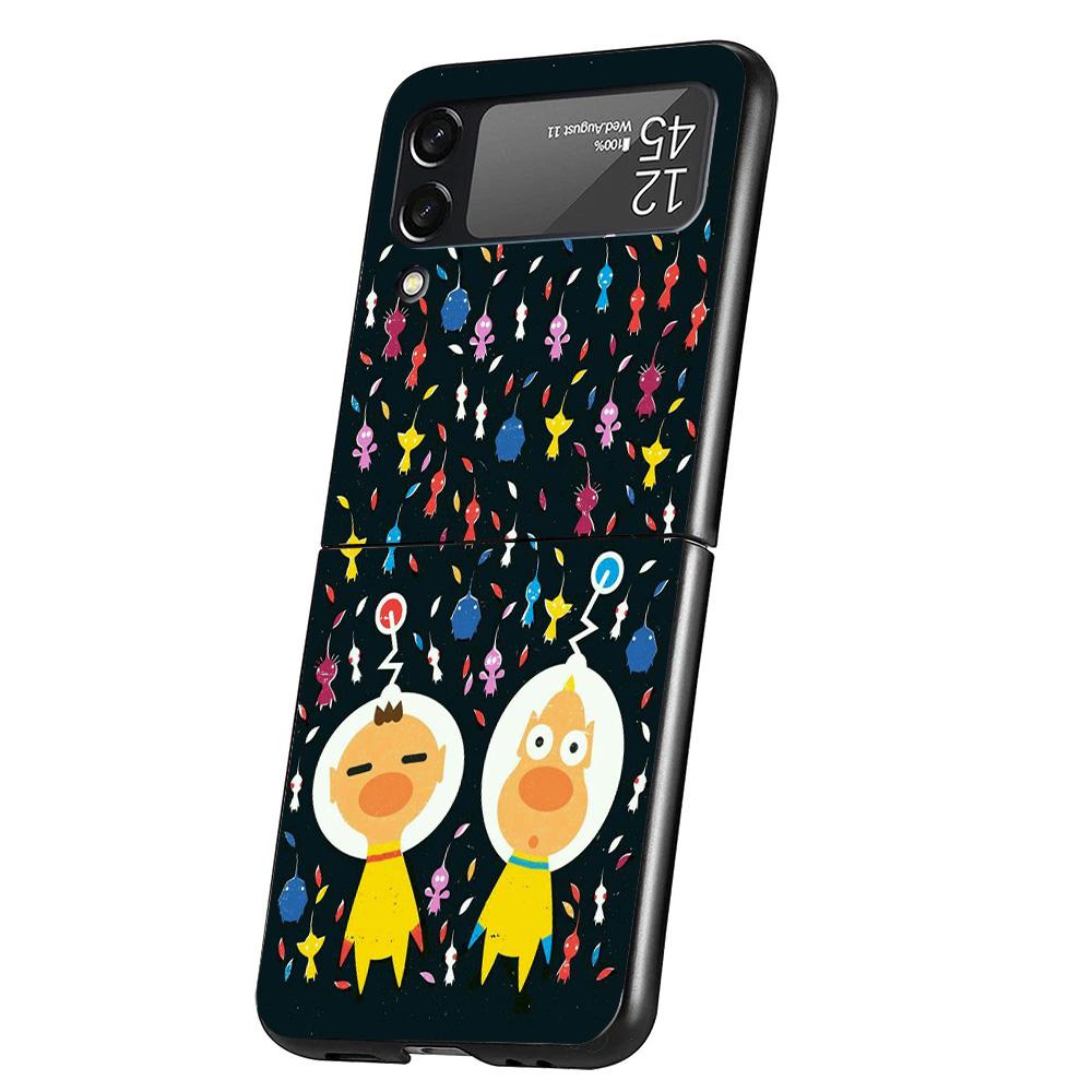 Game P-PikminS 4 Cover Phone Case For Samsung Galaxy Z Flip 7 6 5 4 3 5G Flip7 Flip6 Flip5 Flip4 Flip3 Black Fundas Shell