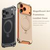 Роскошный кожаный ультратонкий безрамочный магнитный чехол для iPhone 17 16 15 14 13 Pro Max 17Air 17Pro Металлический кронштейн Противоударный бампер