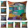 Двусторонняя наволочка Van Life Decor Счастливый Кемпер Мультяшный Дом Путешествия Автомобильная Наволочка для Подушки для Дивана Дома Детской Комнаты