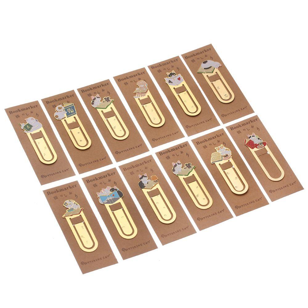 Gift Gold-plated Metal Cute Cats Book Folder Label Bookmark