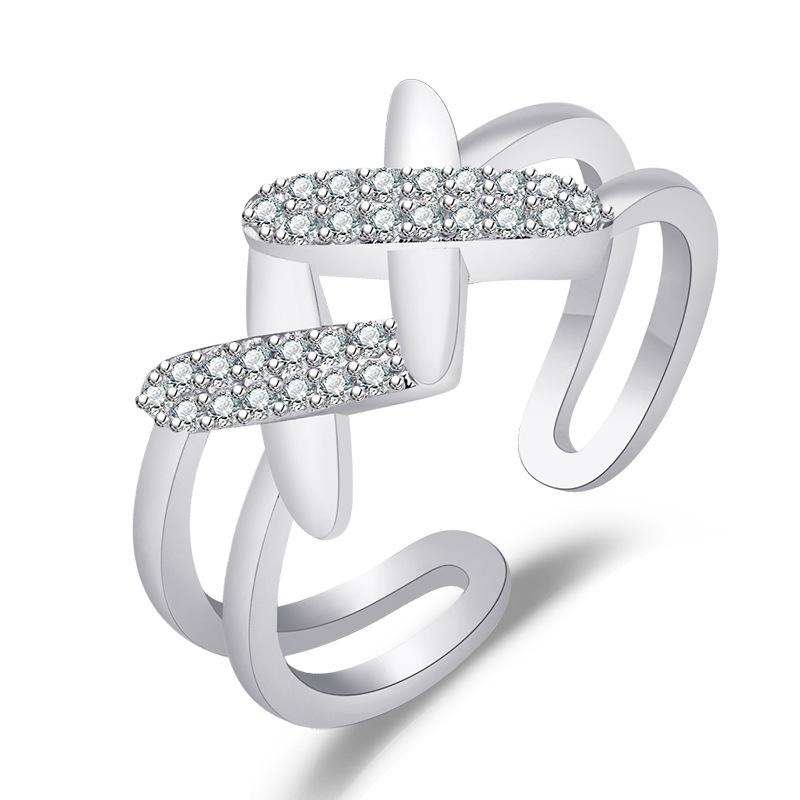 2022 Korean Fashion Women's Diamond Flash Open Ring - Stylish Hollow Design