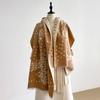 Ladies Thickened Winter Scarf Leopard Print Polka Dot Pattern Dual-Sided Faux Cashmere Jacquard Wool Pashmina Wrap for Luxury