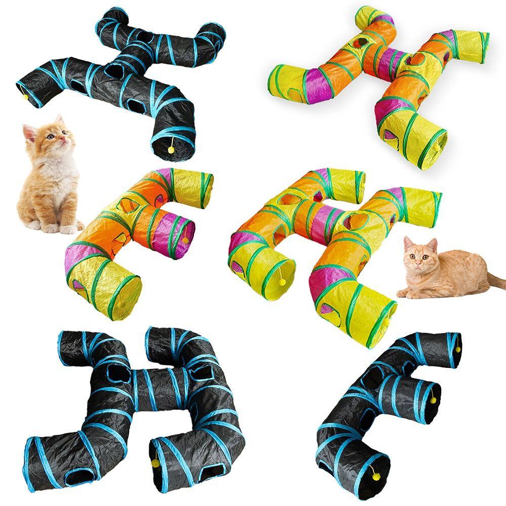 Polyester+Steel Wire Cat Tunnel Tube Foldable Cat Maze Tunnel Portable Pet Fun Play Toy Puppy