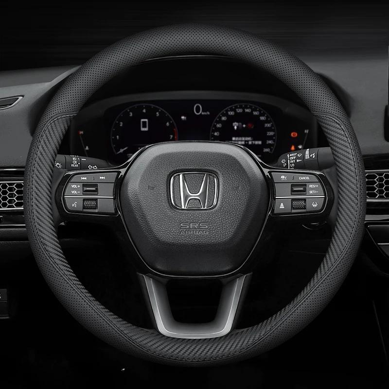 AAAKM1 Leather Car Steering Wheel Cover for Honda CRV Ridgeline HRV Prologue Civic URV Accord ZRV CRV WRV BRV Auto Interior Accessories