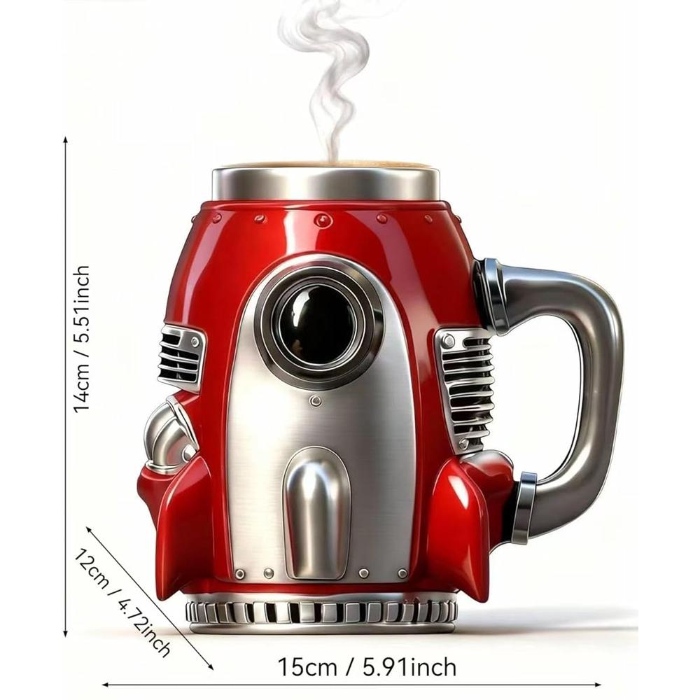 3D Retro Stainless Steel Rocket Coffee Mug, Tea Cup, Milk Cup, Water Mug – Gift for Mechanics Husbands Rocket Enthusiasts