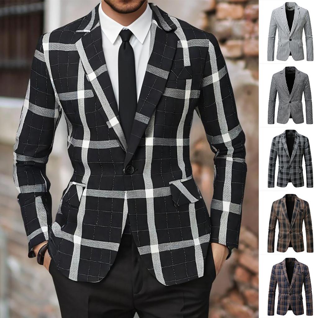 Men's Spring Casual Stand Collar Long Sleeve Single Breasted Suit