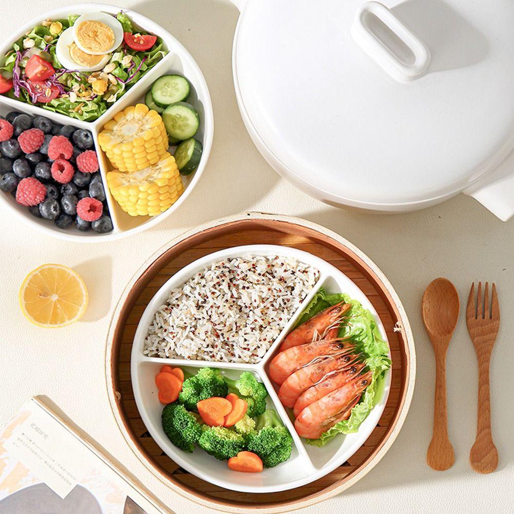 Круглая секционная подставка для еды Белая керамическая тарелка для салата Тарелка для ужина в форме решетки Декор для кофейни