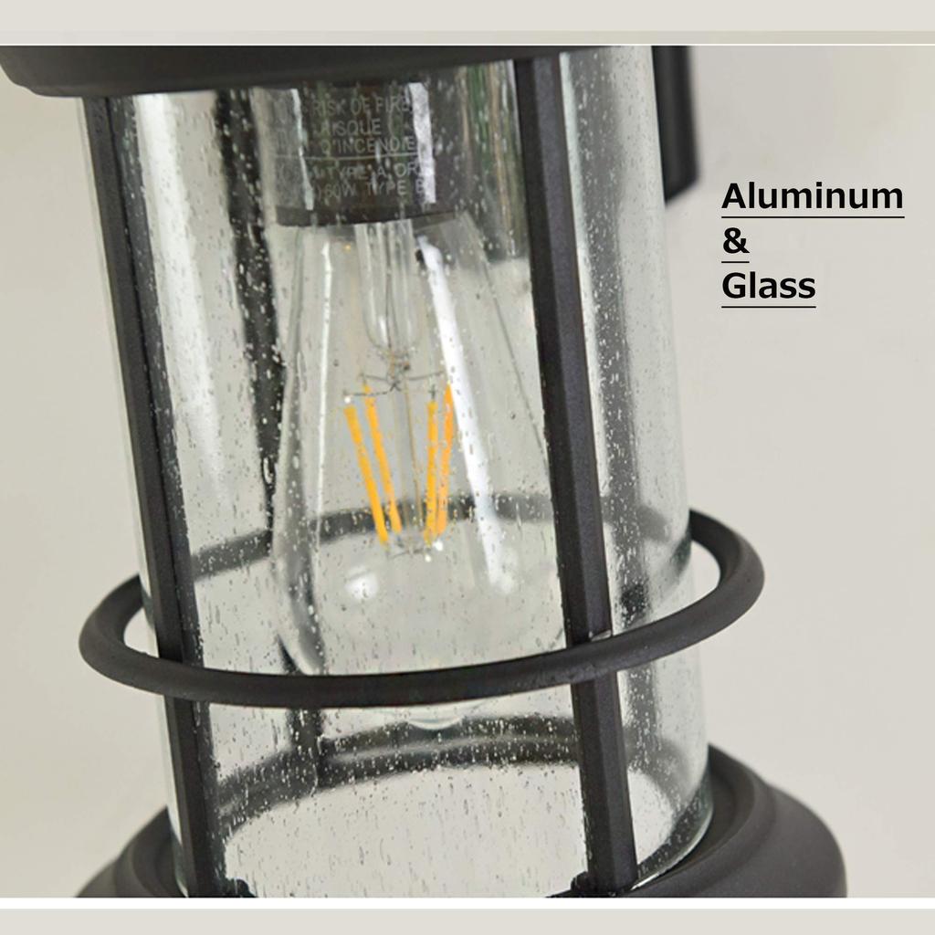 Настенный светильник, подключаемый к сети, наружный, внутренний, алюминиевый и стеклянный настенный светильник с водонепроницаемым выключателем для освещения крыльца и заднего двора