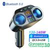 Car Lighter Socket Splitter Charger Dual USB 3.1A QC 3.0 Fast Charger Digital Display Auto Bluetooth FM Transmitters Car Power Adapter For All Phone
