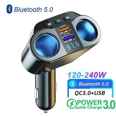 Разъем для автомобильного прикуривателя, зарядное устройство с двойным USB 3.1A QC 3.0, быстрое зарядное устройство, цифровой дисплей, авто Bluetooth, FM-передатчики, автомобильный адаптер питания для всех телефонов