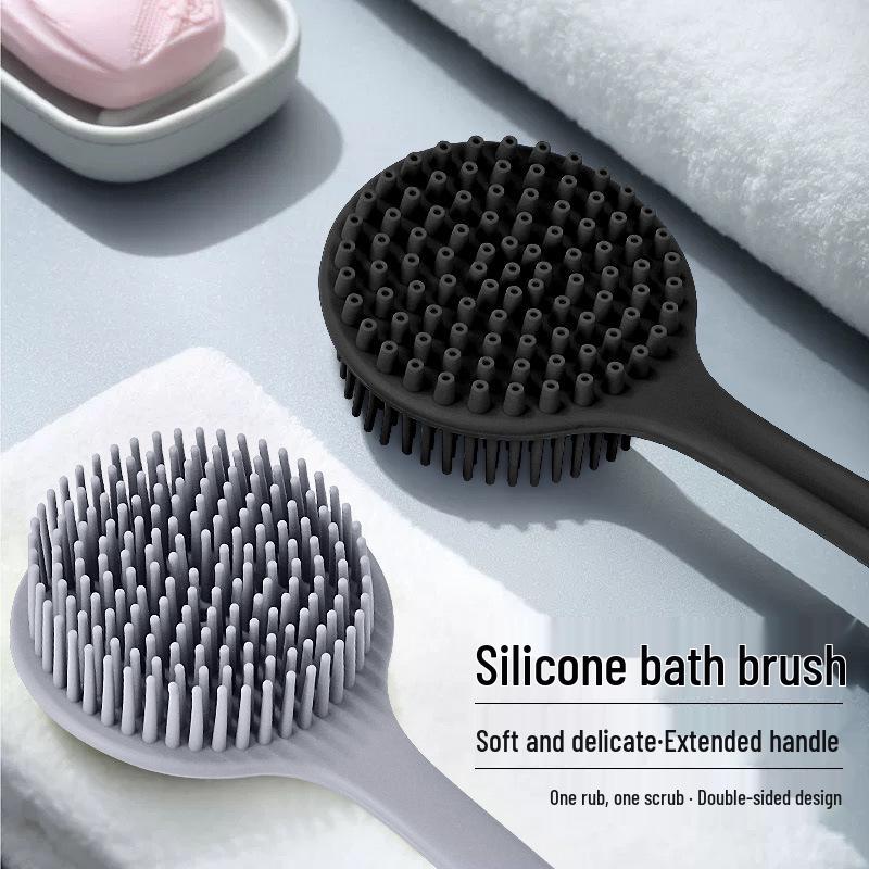 Silicone Long Handle Bath Brush & Double-Sided Back Scrubber
