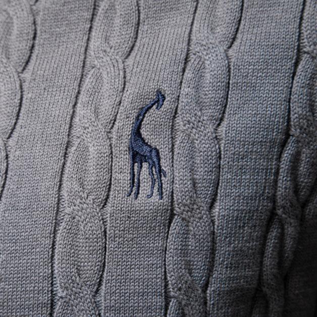 Men's Autumn Winter Solid Knitted Crew Neck Sweater Fashion Casual Deer Embroidery Pullover