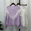 Осень и зима новый свитер пуловер с трехмерным цветочным дизайном тяжелой промышленности свободный милый вязаный свитер топ женский